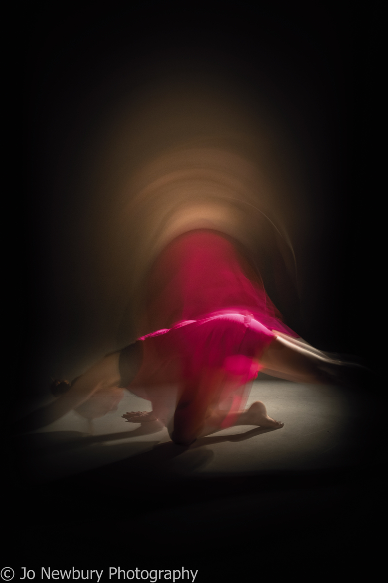 Jo Newbury Photography fineart dancer in red dress on long exposure