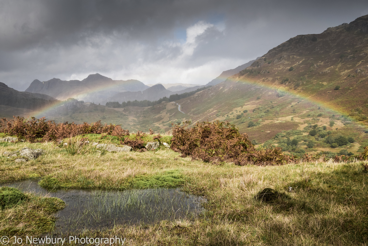 Jo Newbury Photography landscape Langdale Pikes rainbow Lake District Cumbria