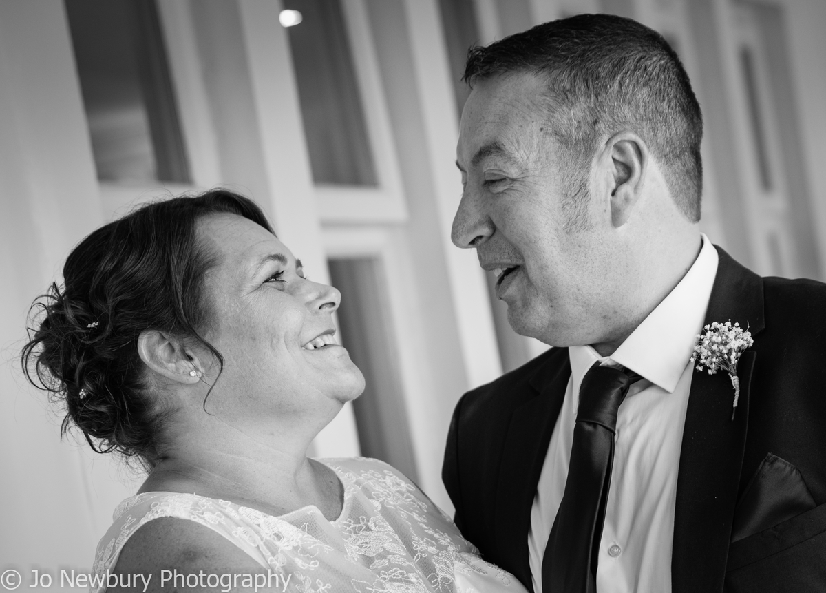 Jo Newbury Photography wedding bride and groom looking lovingly at each other